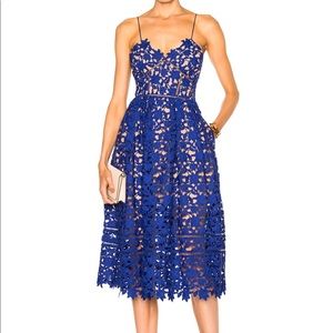 Self-Portrait “Azalea” Dress in Cobalt Blue